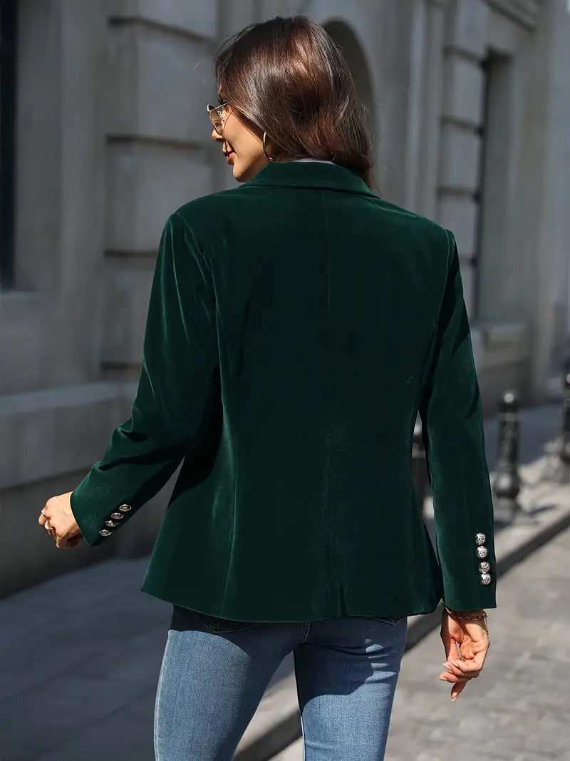 Odessa | Velvet Blazer with Button Detail