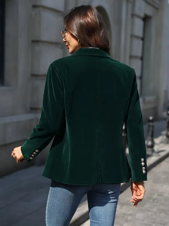 Odessa | Velvet Blazer with Button Detail