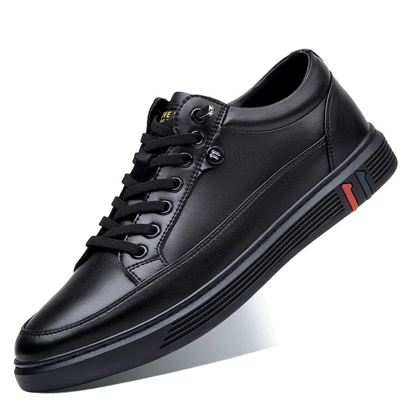 Mase Men’s Leather Sneakers – Low Top Casual Brown Shoes