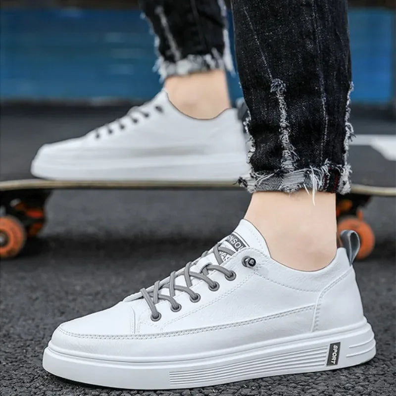 Men’s Casual Sneakers – Low Top White Trainers