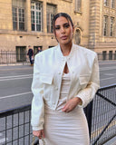 Raquel - Women's White Bomber Jacket