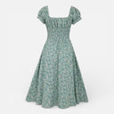 Women’s Floral Midi Dress Smocked Waist Puff Sleeve Summer