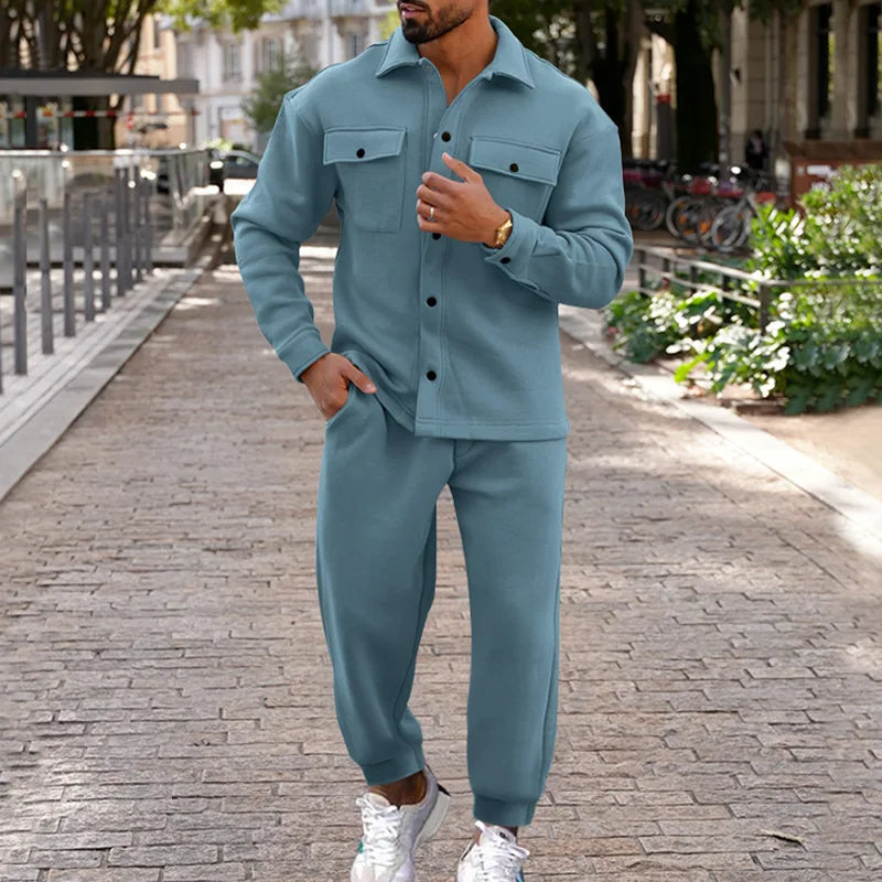 Marcus Men’s Tracksuit – Button Jacket and Jogger Pants Set