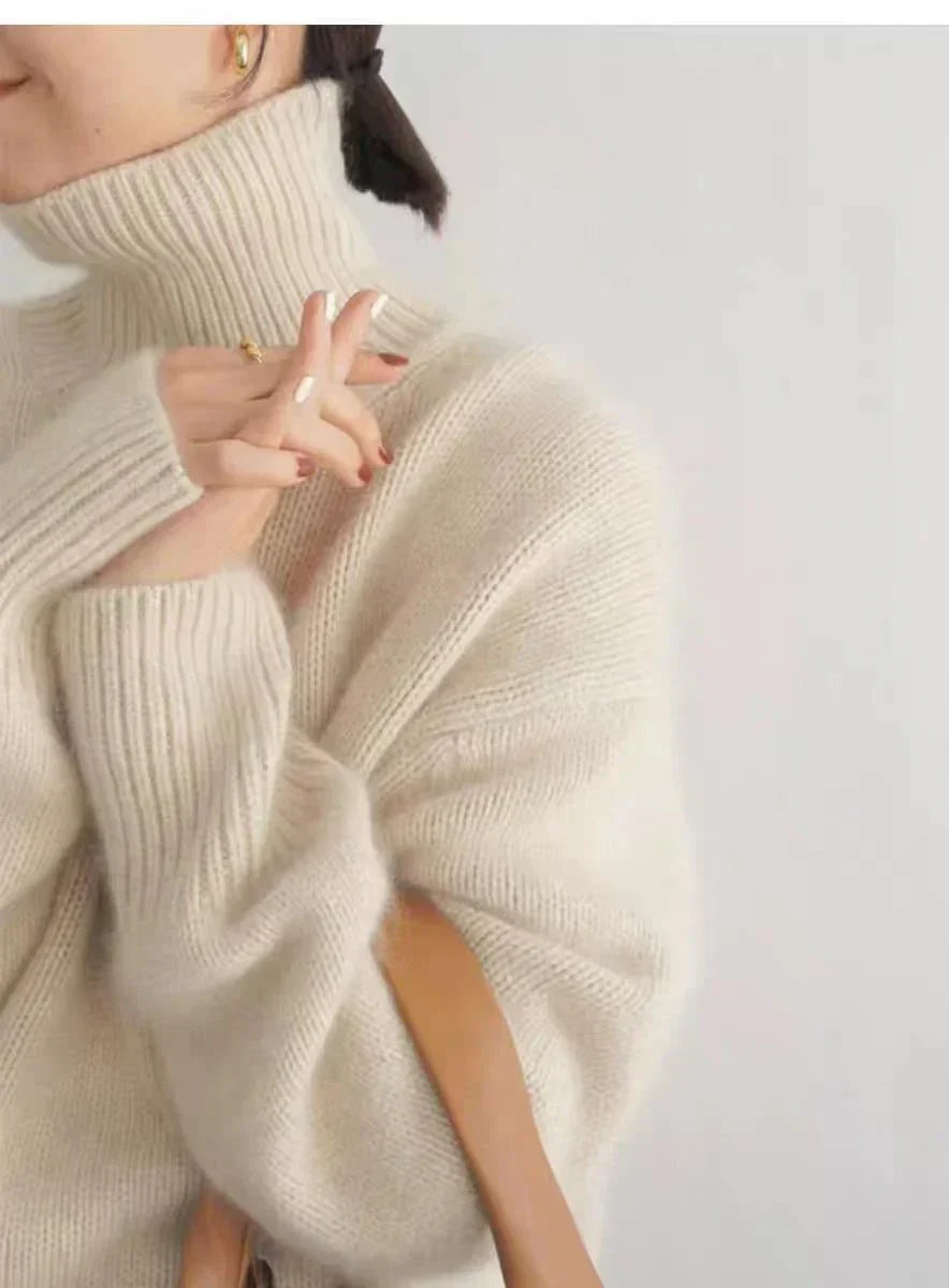 Aria Women’s Cashmere Sweater – Long Sleeve High Neck Pullover