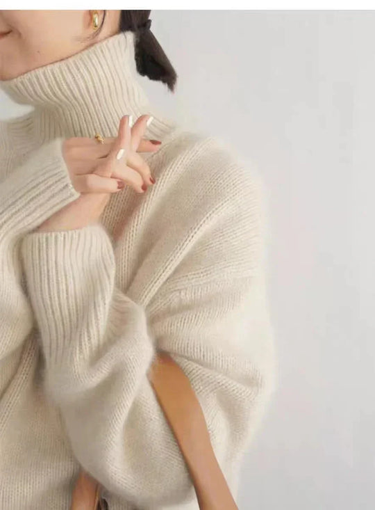 Aria Women’s Cashmere Sweater – Long Sleeve High Neck Pullover