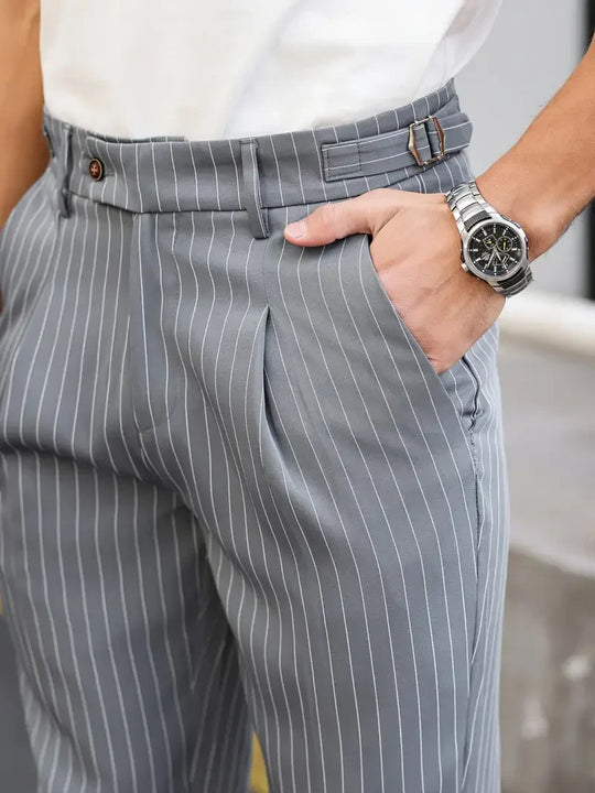 Lorenzo | Slim Fit Pinstripe Trousers