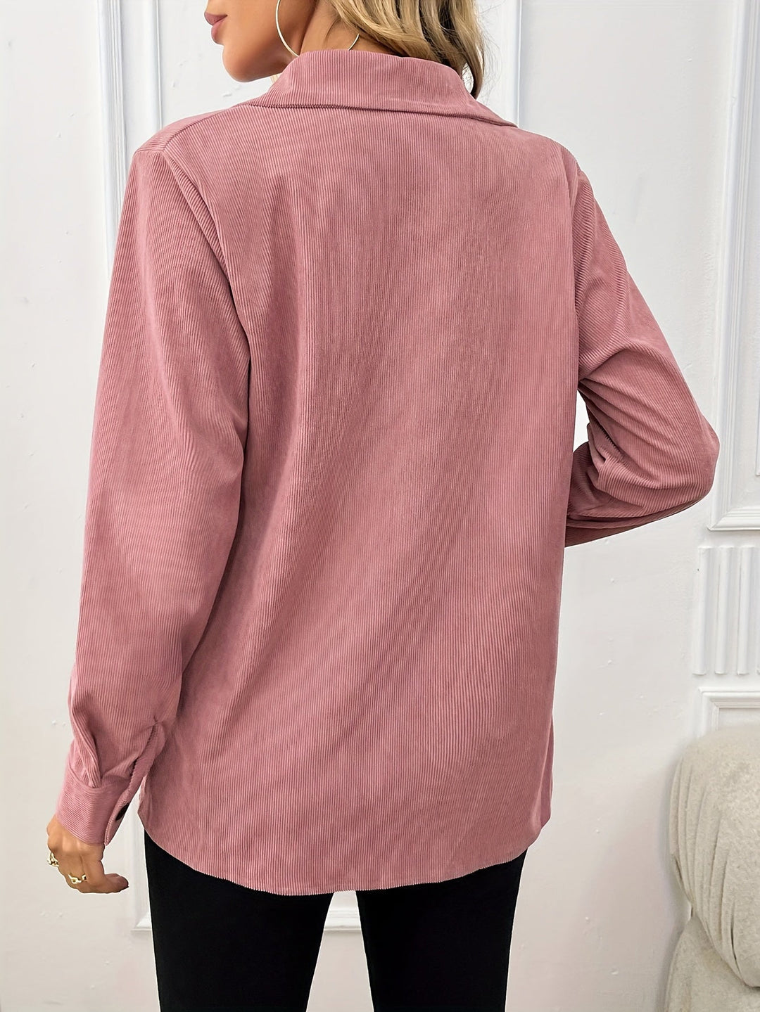 Claudine – Women’s corduroy button up shirt jacket