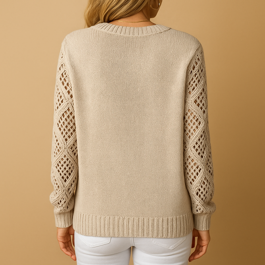 Barclay & Bloom | Women’s Knit Sweater – V-Neck Openwork Sleeve Pullover