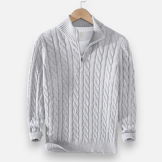 Barclay & Bloom | Men’s Cable Knit Half Zip Sweater – Soft Cotton Blend Pullover
