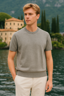 Nathan Men’s Knitted T-Shirt – Short Sleeve Cotton Blend Summer Top