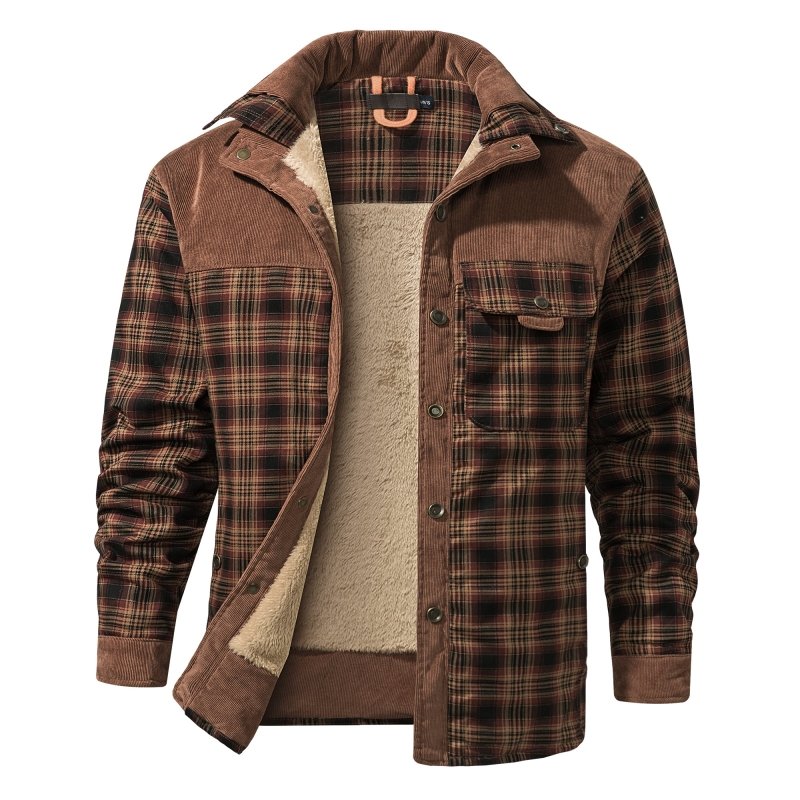 Trevor Men’s Jacket – Checked Fleece-Lined Shacket