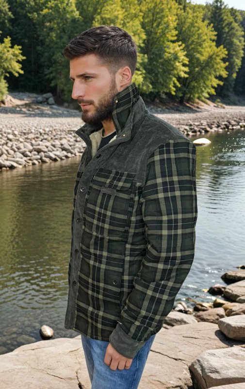 Trevor Men’s Jacket – Checked Fleece-Lined Shacket