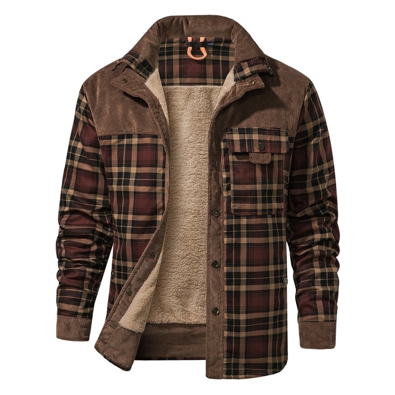 Trevor Men’s Jacket – Checked Fleece-Lined Shacket