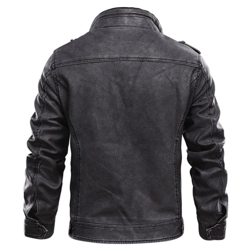 Barclay & Bloom | Men’s Leather Jacket – Classic Zipper Style with Stand Collar