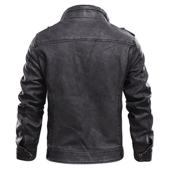 Barclay & Bloom | Men’s Leather Jacket – Classic Zipper Style with Stand Collar