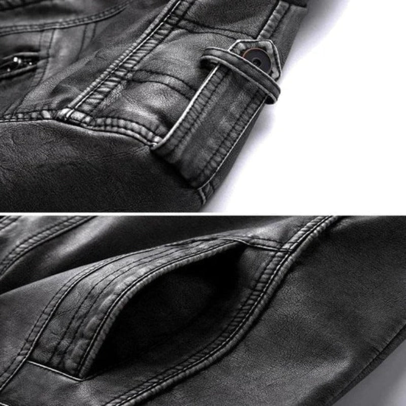 Barclay & Bloom | Men’s Leather Jacket – Classic Zipper Style with Stand Collar