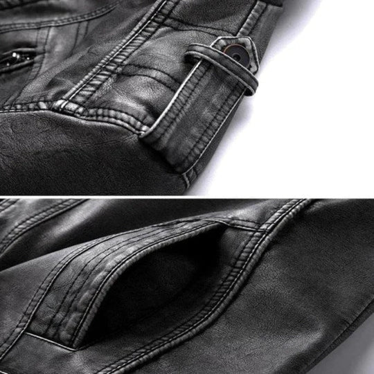 Barclay & Bloom | Men’s Leather Jacket – Classic Zipper Style with Stand Collar