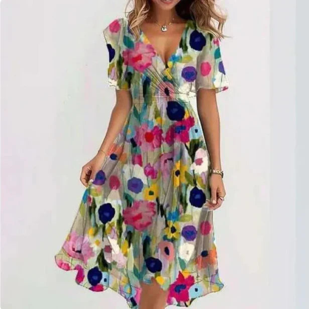 Radka – Women’s V-Neck Summer Midi Dress