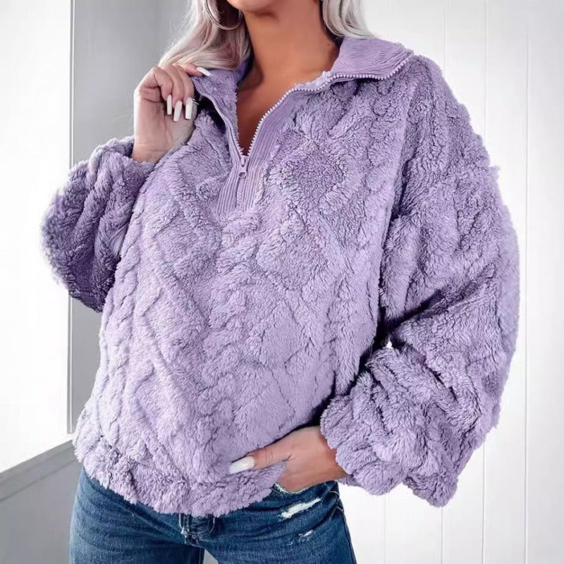 Emma Women’s Fleece Pullover – Cozy Half Zip Plush Sweater