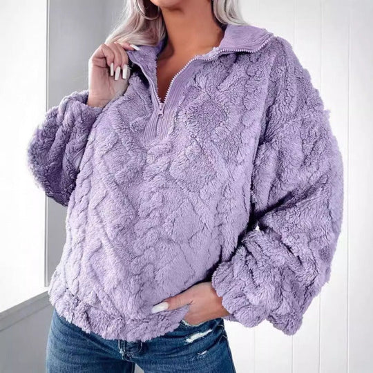 Emma Women’s Fleece Pullover – Cozy Half Zip Plush Sweater
