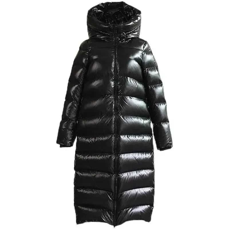 Women’s Long Puffer Coat – Hooded Quilted Winter Jacket