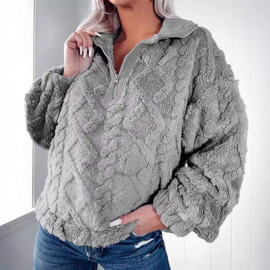 Emma Women’s Fleece Pullover – Cozy Half Zip Plush Sweater