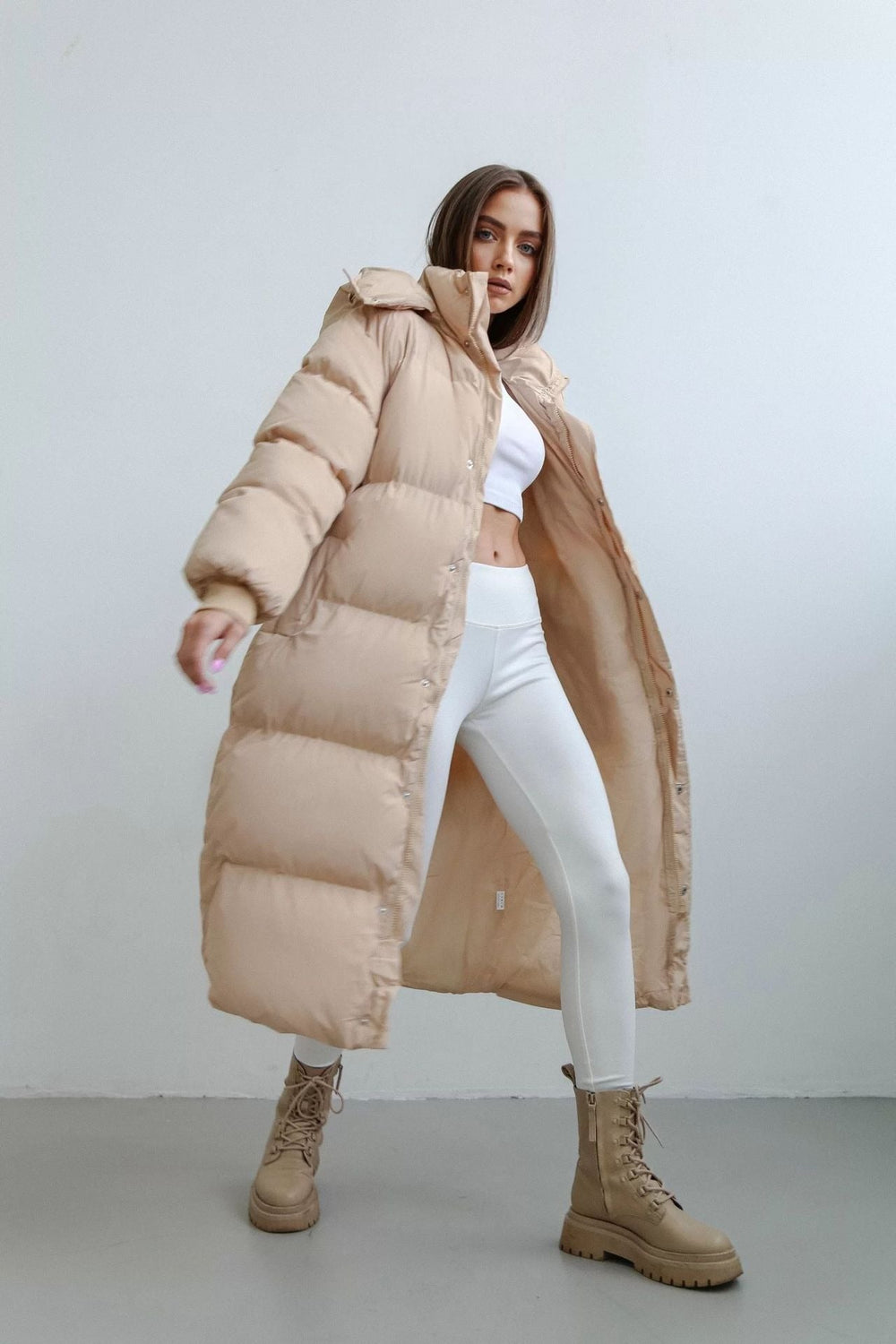 Sandra Damen langer Steppmantel – Kapuzen-Winteroberbekleidung