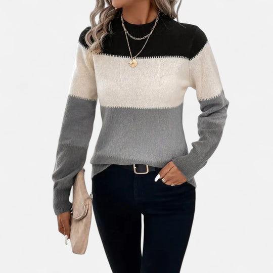 Barclay & Bloom | Women’s Knit Sweater – Color Block Long Sleeve Pullover