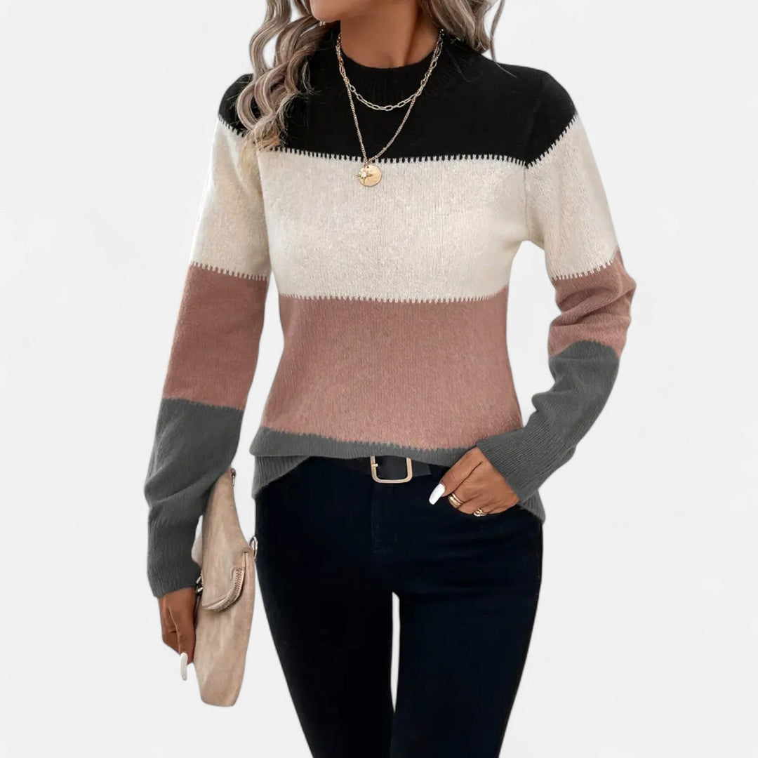 Barclay & Bloom | Women’s Knit Sweater – Color Block Long Sleeve Pullover