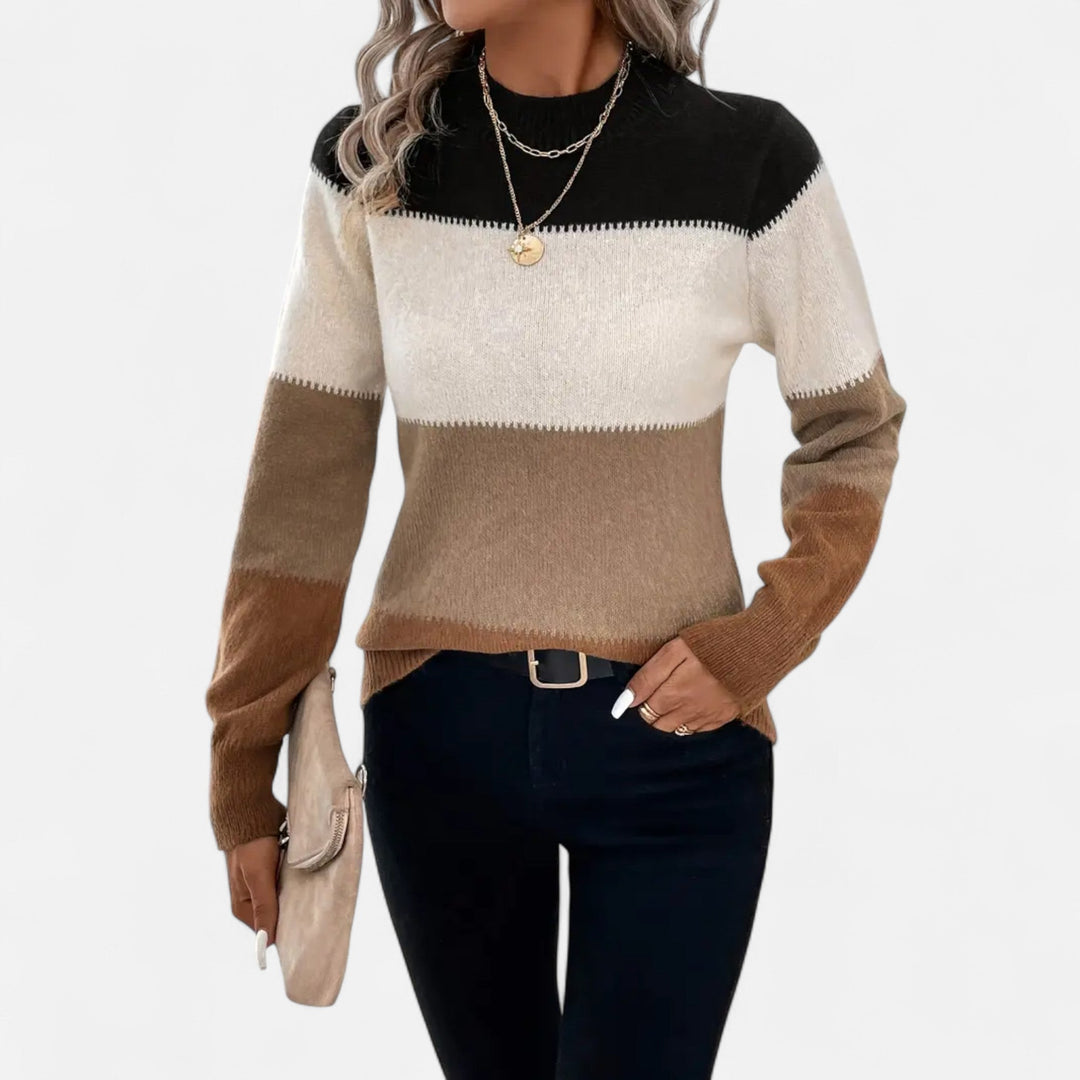 Barclay & Bloom | Women’s Knit Sweater – Color Block Long Sleeve Pullover