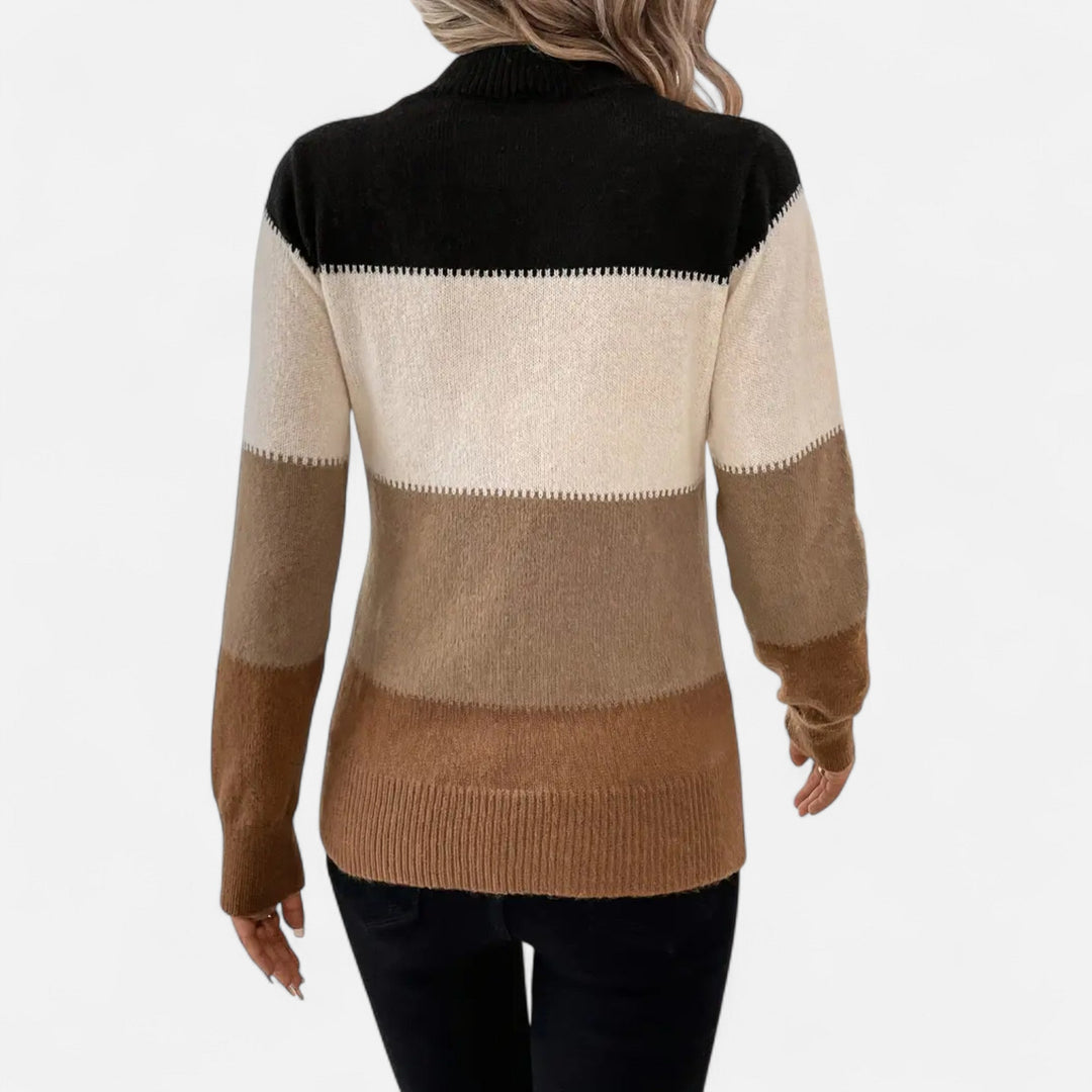 Barclay & Bloom | Women’s Knit Sweater – Color Block Long Sleeve Pullover