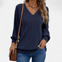 Barclay & Bloom | Damen Strickpullover – V-Ausschnitt Strukturierter Langarmtop