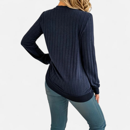 Barclay & Bloom | Dames Gebreide Trui – V-Hals Gestructureerde Lange Mouwen Top