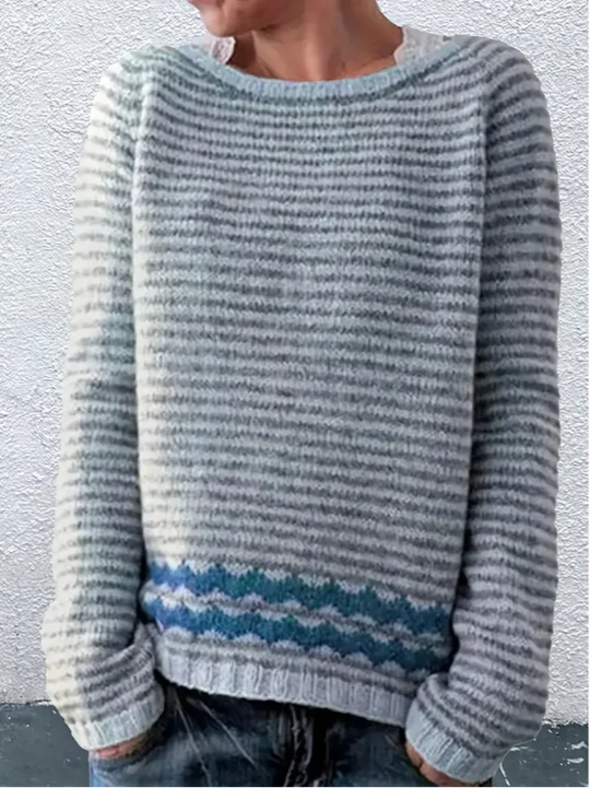 Sophie Women’s Striped Knit Sweater – Long Sleeve Casual Pullover