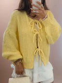 Tamara Women’s Knit Cardigan – Front Tie Long Sleeve Sweater