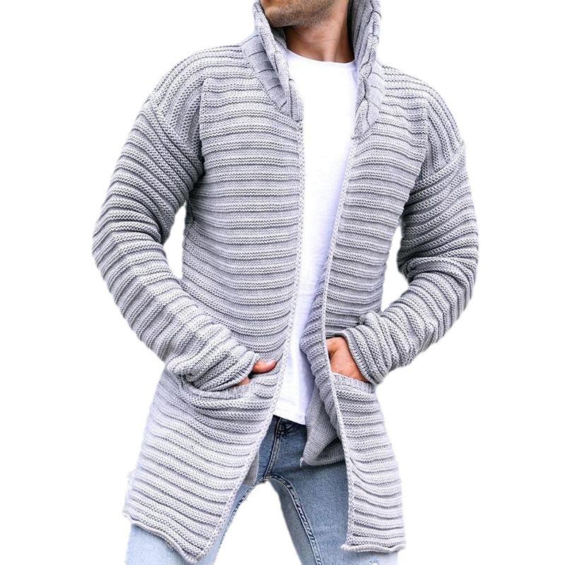 Evans Men’s Knit Cardigan – Longline with High Collar