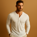 Dylan Men’s Henley Shirt – Long Sleeve Cotton Casual Top