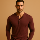 Dylan Men’s Henley Shirt – Long Sleeve Cotton Casual Top