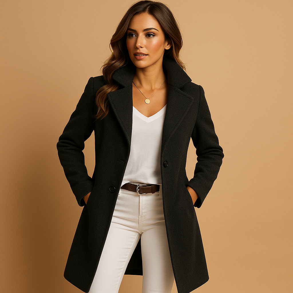 Isla Women’s Coat – Long Sleeve Double Breasted Wool Blend