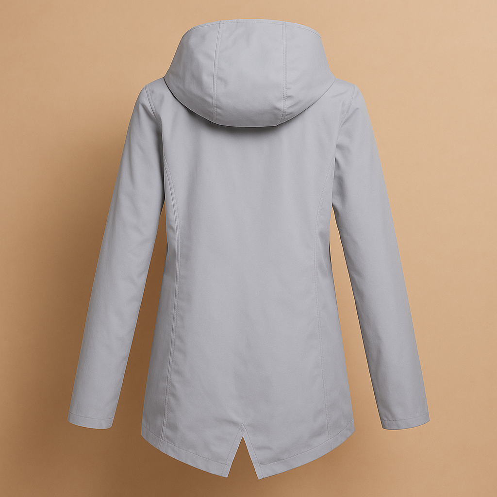Clara - Women's Long Water-Repellent Raincoat with Hood