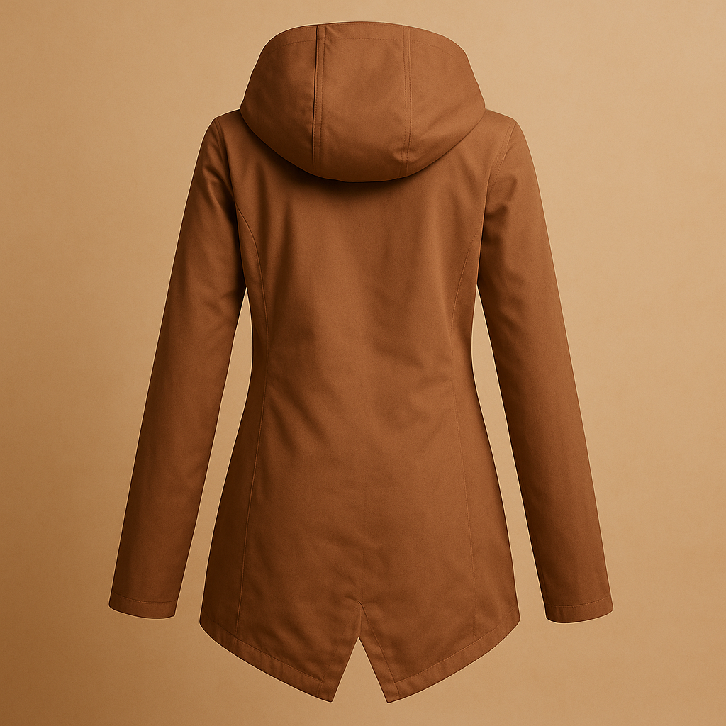 Clara - Women's Long Water-Repellent Raincoat with Hood