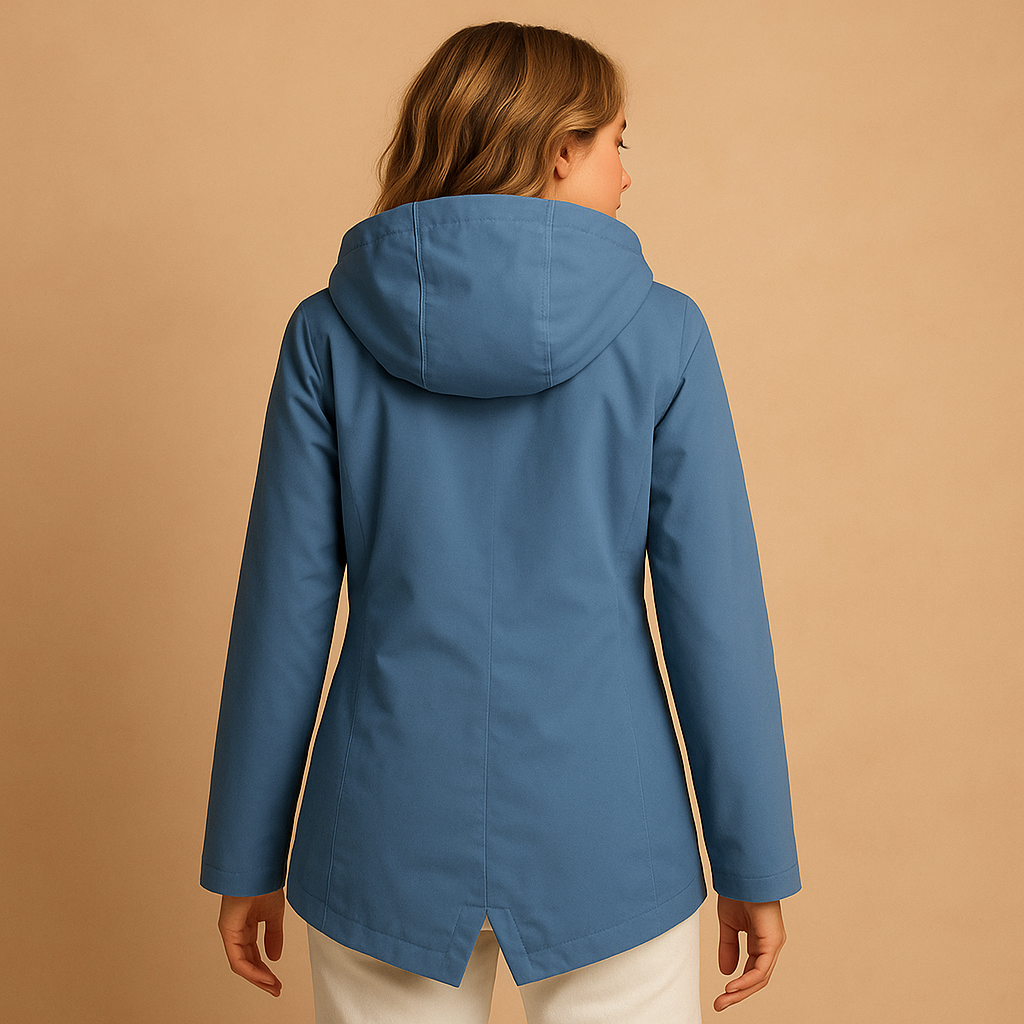 Clara - Women's Long Water-Repellent Raincoat with Hood