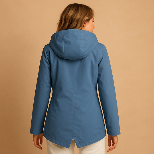 Clara - Women's Long Water-Repellent Raincoat with Hood