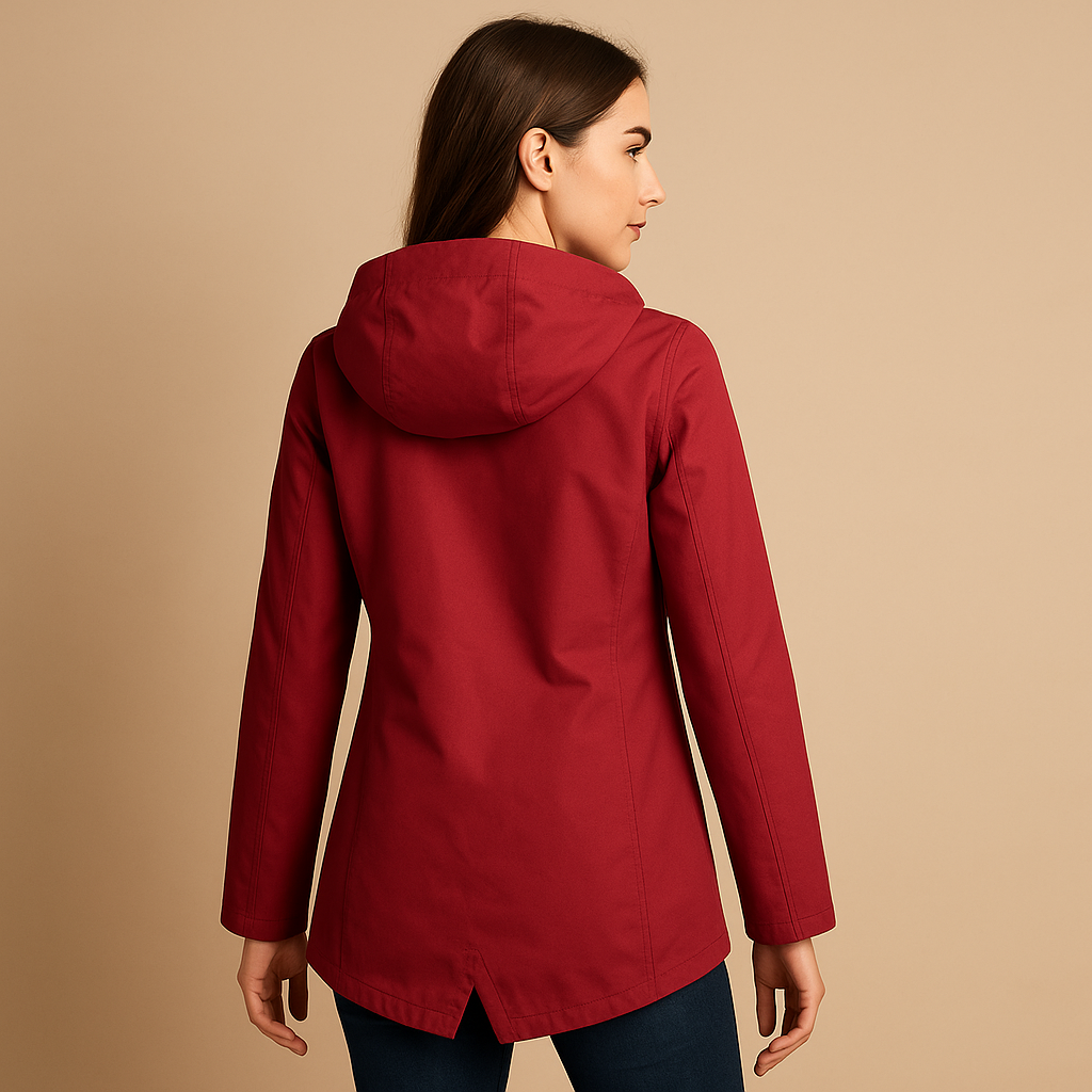 Clara - Women's Long Water-Repellent Raincoat with Hood