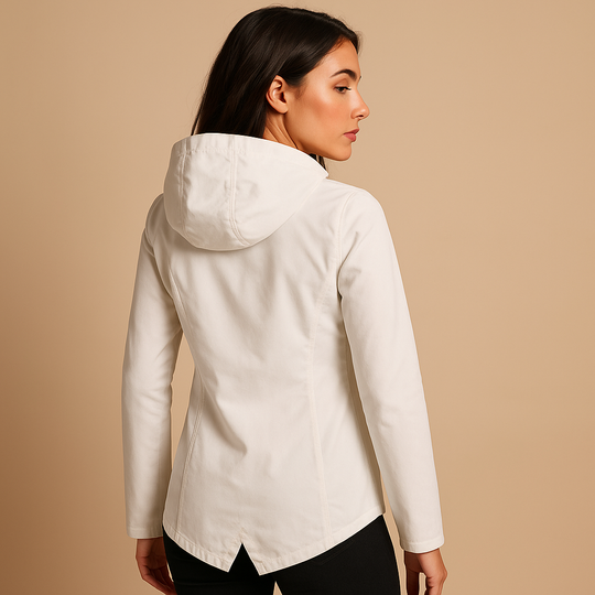 Clara - Women's Long Water-Repellent Raincoat with Hood