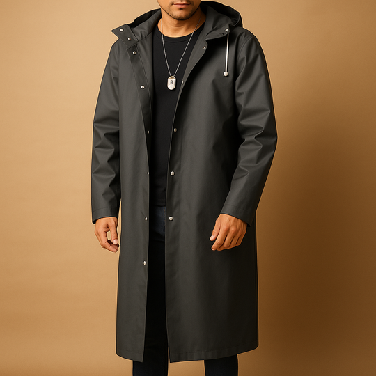 Barclay & Bloom | Heren Regenjas – Lange Waterdichte Jas met Capuchon