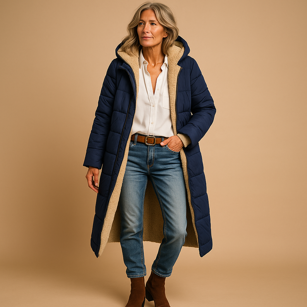 Leona Women’s Winter Coat – Long Puffer Jacket with Fleece Lining