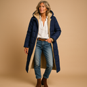 Leona Damen Wintermantel – Lange Steppjacke mit Fleece-Futter