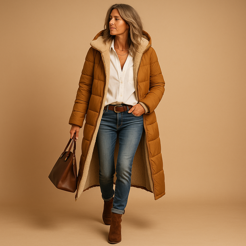 Leona Women’s Winter Coat – Long Puffer Jacket with Fleece Lining