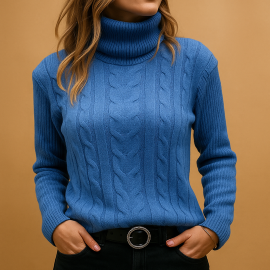 Barclay & Bloom | Women’s Cable Knit Sweater – Turtleneck Long Sleeve Pullover